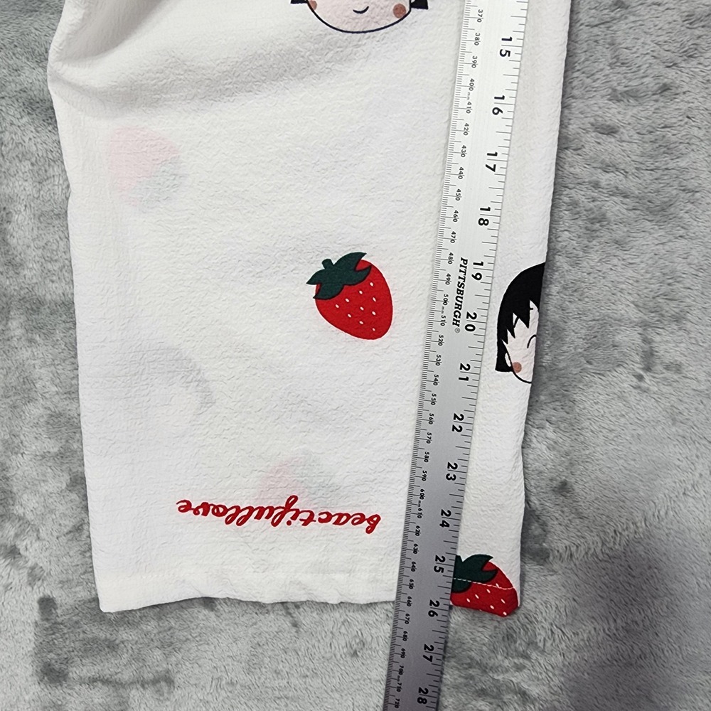 Pajama Set Womens 4 White Red Strawberry Button Front‎ Long Sleeve Two Piece - Picture 13 of 15